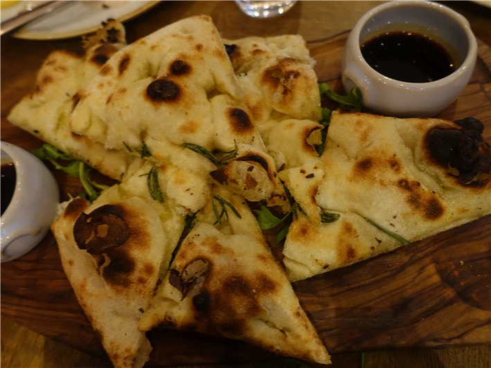 focaccia made in the pizza oven